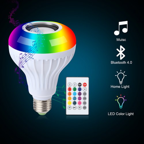 Led music bulb RGB wireless Bluetooth light bulb with speaker / 24-key remote control